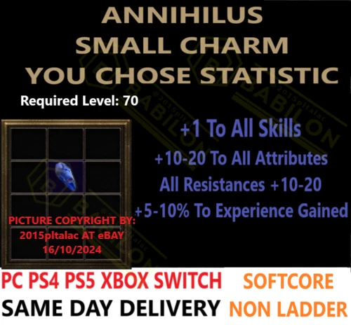 ✅PC PS4 PS5 XBOX SWITCH ✅ Annihilus Anni charm Diablo 2 Resurrected Items D2R