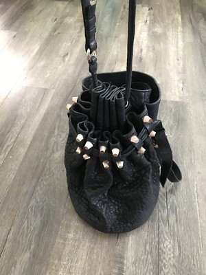Alexander Wang Diego Bucket Bag Black Leather Rosegold Hardware