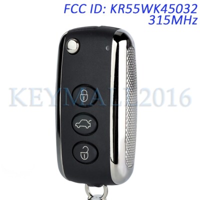 Remote Key Fob for Bentley Continental GT Flying Spur 315MHz 3Btn KR55WK45032