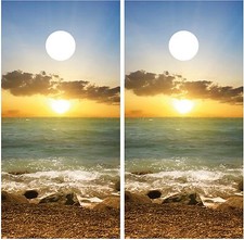 Beach Ocean Sunset 4 Cornhole Board Decal Wrap Wraps