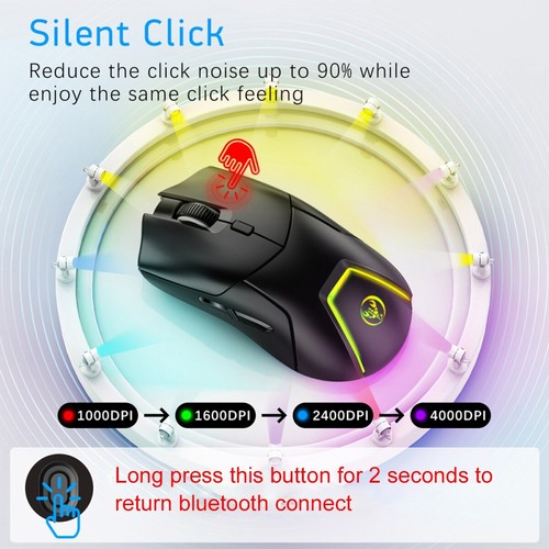 Rechargeable Wireless Gaming Mouse with Colorful Backlight, 7 Keys, 4000DPI - Picture 8 of 28