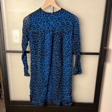 Ganni Blue Leopard Print Dress Size 34 (US 2)
