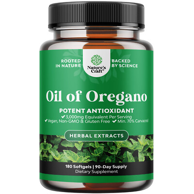 #ad Vegan Wild Oregano Oil Softgels Super Concentrated for Gut Heart Detox 180ct $25.99