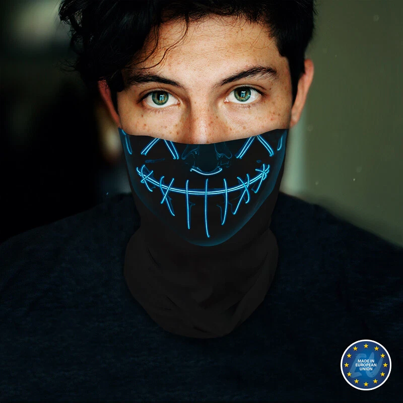 Washable Fabric Face Cover Neck Gaiter The Purge Glowing Face Print EU Made - Image 3 of 4