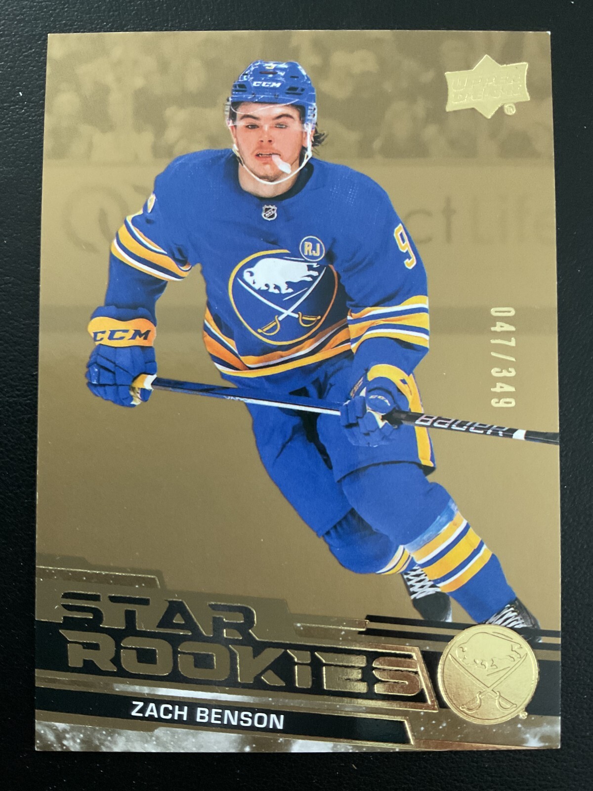 Zach Benson 2023-24 Upper Deck Star Rookies Gold Parallel RC Card #047/349