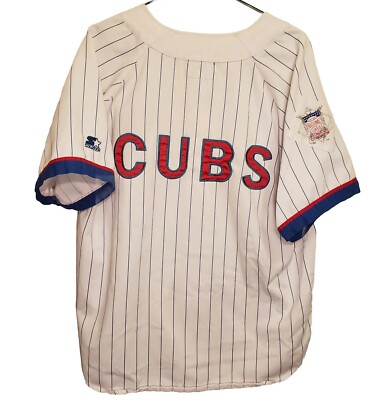 Vintage Chicago Cubs White Pinstripe Starter Jersey Size Large