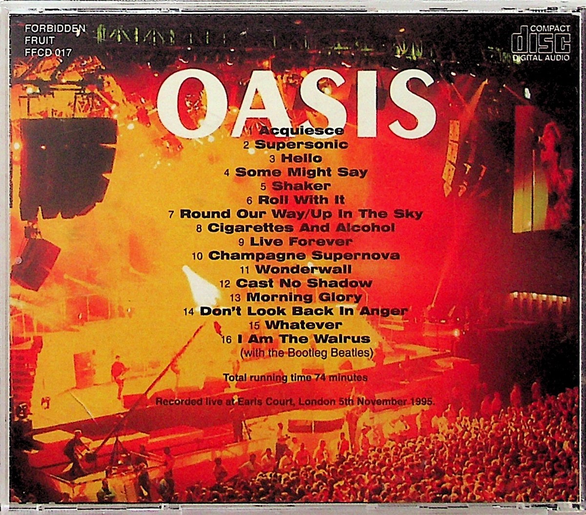 OASIS Earls Court 5th November 1995 Early USED CONCERT GIG TICKET