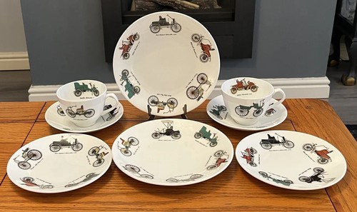 QUEENSBURY CROWN BONE CHINA VINTAGE CARS TEA FOR 2 SET VINTAGE - Picture 2 of 6