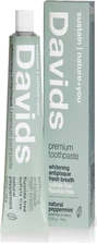 Davids Natural Toothpaste for Teeth Whitening, Peppermint, Antiplaque, Fluoride 