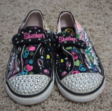 Colorful Girls Skechers Sneakers Twinkle Toes Size 5 Great Condition