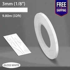 GLOSS WHITE 1/8" PIN STRIPE Car Model Motorcycle Decal TAPE Vinyl Sticker 3mm