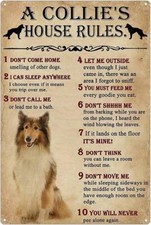 A Collie's House Rules Aluminum Weatherproof Funny Sign p1238