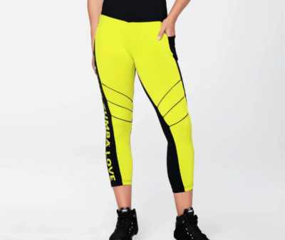 新作!ズンバZumba Love High Waisted Crop Leggings-Gumball NWT Zumba Love High Waisted Crop Leggings XS Black / Gumball