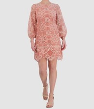 Vince Camuto Women's Pink Lace Jewel Neck Balloon Sleeve Shift Dress Size 4