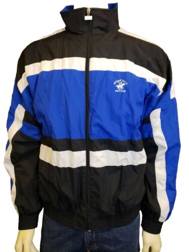 Vtg Beverly Hills Polo Club Windbreaker Blue Black White Color Block Mens L