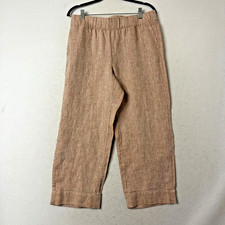 J. Jill Pure Jill Pull On cropped Pants sz M tan Linen Lagenlook Beach Boho