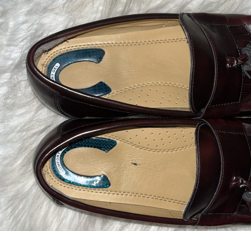 Mocassini uomo Nunn Bush Keaton nappa taglia 10M pelle bordeaux slip-on Oxford - Foto 11 di 14