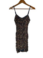 Dress Forum Dress Size Medium Emelyne Floral Ruched Bodycon Mini Mesh Sexy Chic