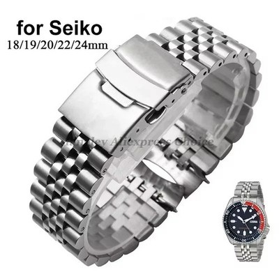 Uhrenarmband Seiko SKX009 Edelstahl Jubilee gebogenes Ende 18-24 mm Armband