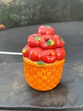Franciscan Vintage Porcelain Apple Basket Weave Cookie Jar with Lid