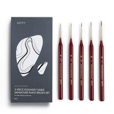 Paint Brush Set, 5 Count, Kolinsky Sable, Round Pointed, Watercolor Use