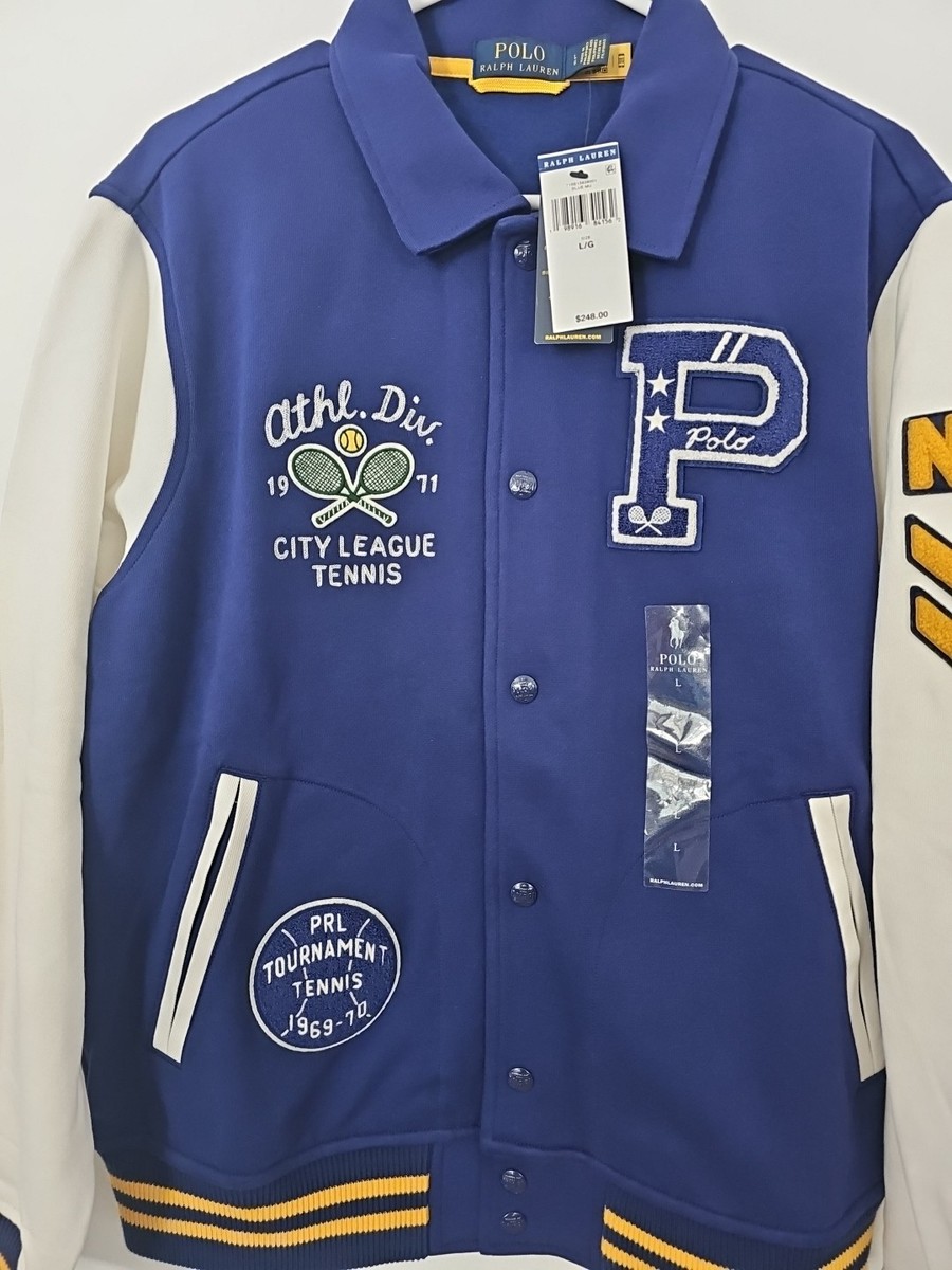 NWT Polo Ralph Lauren Fleece Letterman Jacket Tennis New York Size
