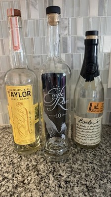 Set 3 Booker s Eagle Rare & EH Taylor Small Batch Kentucky Bourbon Empty Bottles