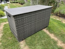 Moda Large Grey Rattan Garden Storage Box Cushion Chest 170 X 80 X 90cm