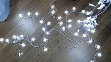Set of 3 Snowflake LED String Lights – White Wire, Cool White, 7 ft Each (Total