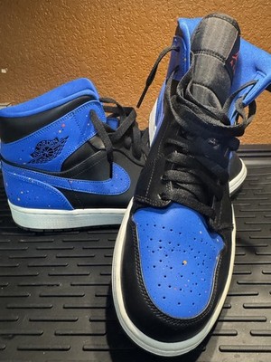 11.5. NIKE AIR JORDAN 1 RETRO I MID ROYAL PAINT SPLATTER BLACK