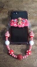 Custom Hand Crafted CHRISTMAS Cell Phone Clip  Beaded Phone Charm Accessory