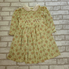 Laura Ashley Toddler 3T Green Pink Floral Corduroy Dress Cottagecore Tea Party