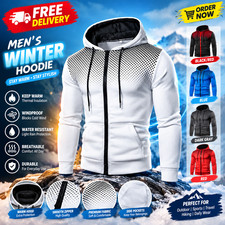 Men's New Athletic Soft Sherpa Fleece Zip Up Hoodie Sweater Outdoor Warm Jacket