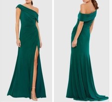 $358 Mac Duggal 26517 Evening Green One Shoulder Long Dress Size 6