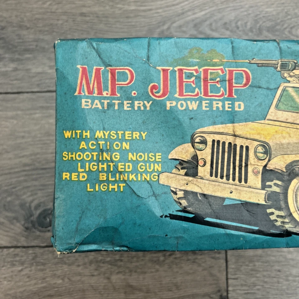 Rare Vintage 1960s Daiya Battery Operated Tin Military Police Jeep from Japan - Image 2 of 4