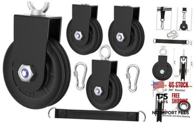 BESTEEL 4 Pack Silent Nylon Gym Cable Pulley Wheel 3.54 in/90 mm Rotation 360
