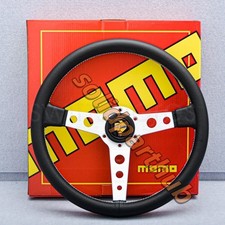 Momo Prototipo Steering Wheel Heritage Silver Genuine Leather 350mm Brand New