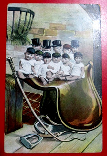 Cartolina Bambini in Sella viaggiata 1906