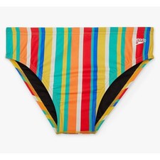 Speedo Kids Eco Endurance Clean Stripe Swim Briefs Multi Boys Sz 24 5-7 MSRP 53