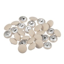30pcs Fabric Cloth Covered Button 15mm Metal Round Sewing Buttons Beige