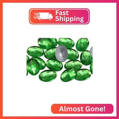 Allstarco 14x10mm Green Peridot .PD2 Flat Back Oval Acrylic Rhinestones Tiny Fac
