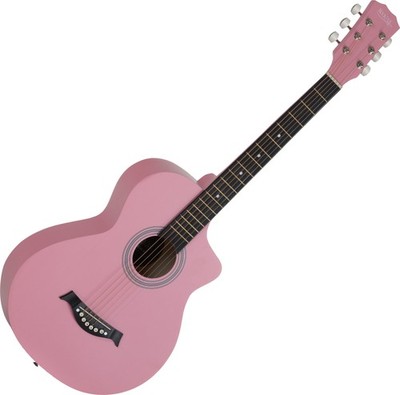 Rocktile WSC-4C-PK Westerngitarre Pink Concert Cutaway Einsteiger Gitarre