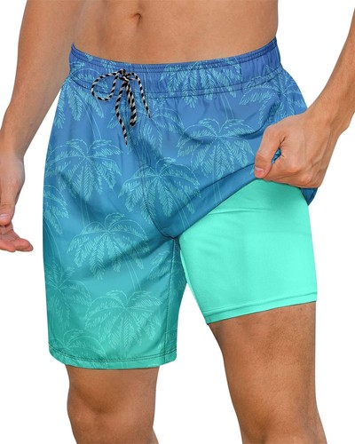 Pantalones cortos de natación de secado rápido para hombre 7 pulgadas forro de compresión anti rozaduras baúles para playa - Imagen 1 de 35