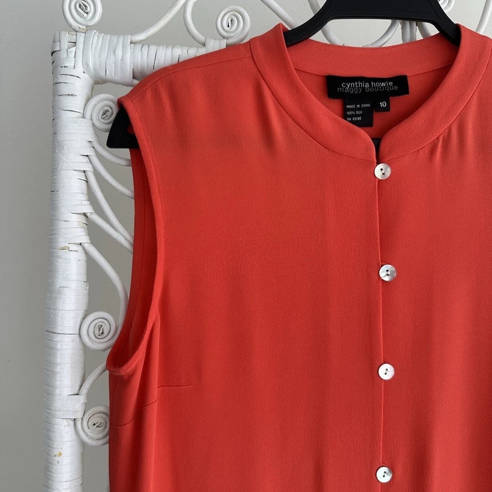 Vestido Camisa Vintage Seda 10 Botones Mandarín Noche Fuerte Lujo Minimalista Foto 3 de 4