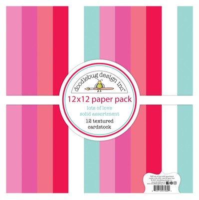 Doodlebug Textured Double-Sided Cardstock 12''X12'' 12/Pkg-Lots Of Love DT7589