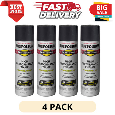 4PK Rust Oleum Professional Semi Gloss Black Protective Enamel Spray Paint 15 oz