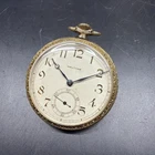 Waltham 12s Antique Open Face Pocket Watch Gold Filled Case Working Condition