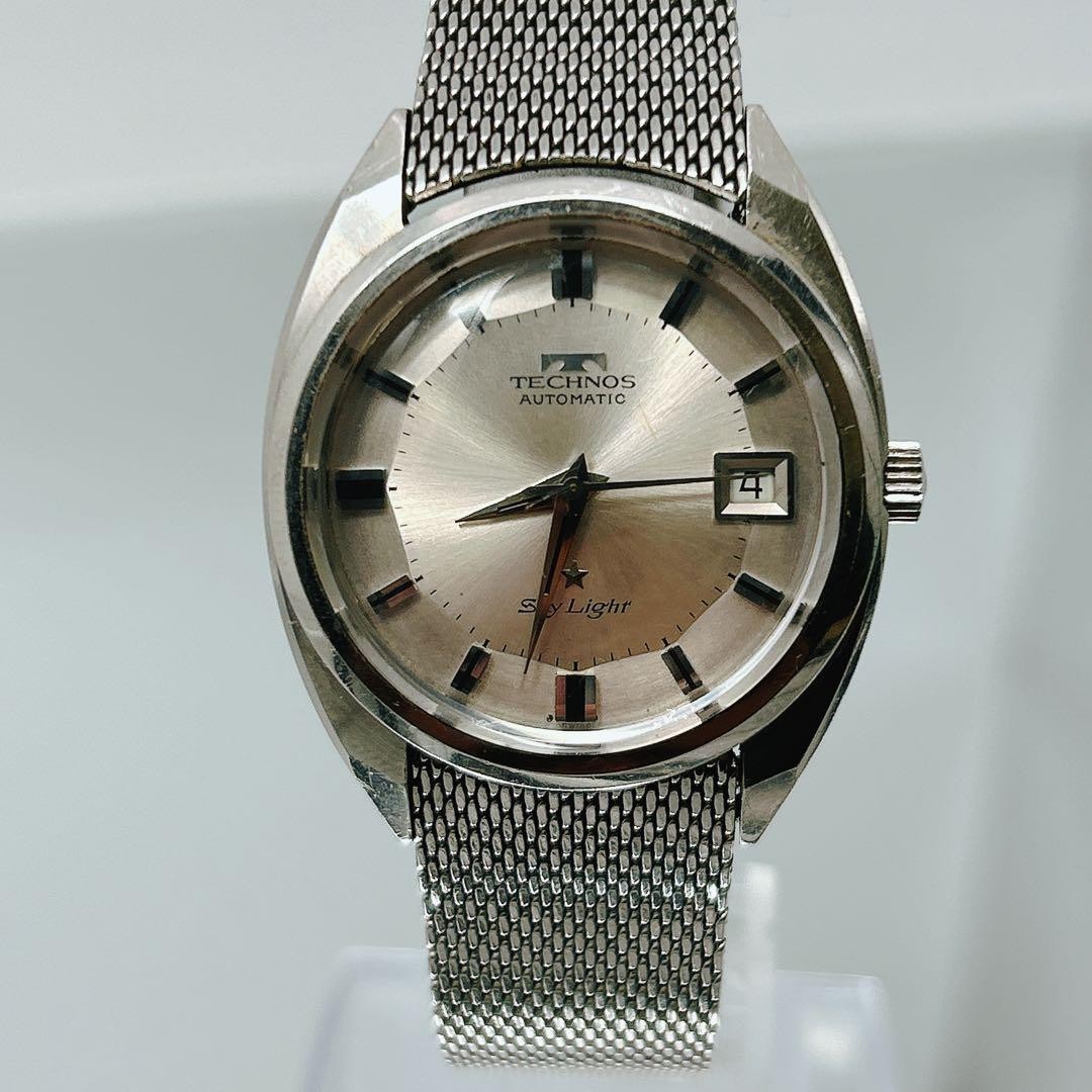 TECHNOS Sky Light Automatic Watch Silver Mesh Ban… - image 2