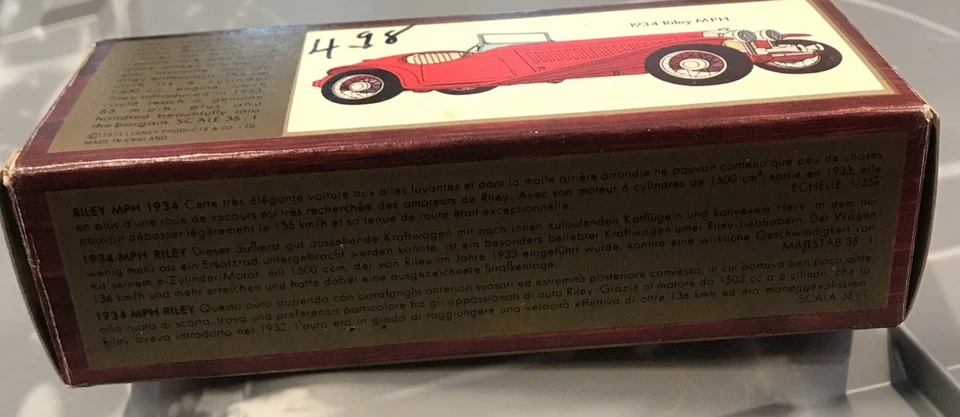 Modelos Matchbox de antaño Y-3 1934 Riley MPH. (R) Foto 4 de 4