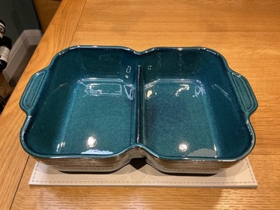 DENBY GREENWICH GETEILT SERVIERSCHALE STEINGUT GESCHIRR HERVORRAGENDER ZUSTAND